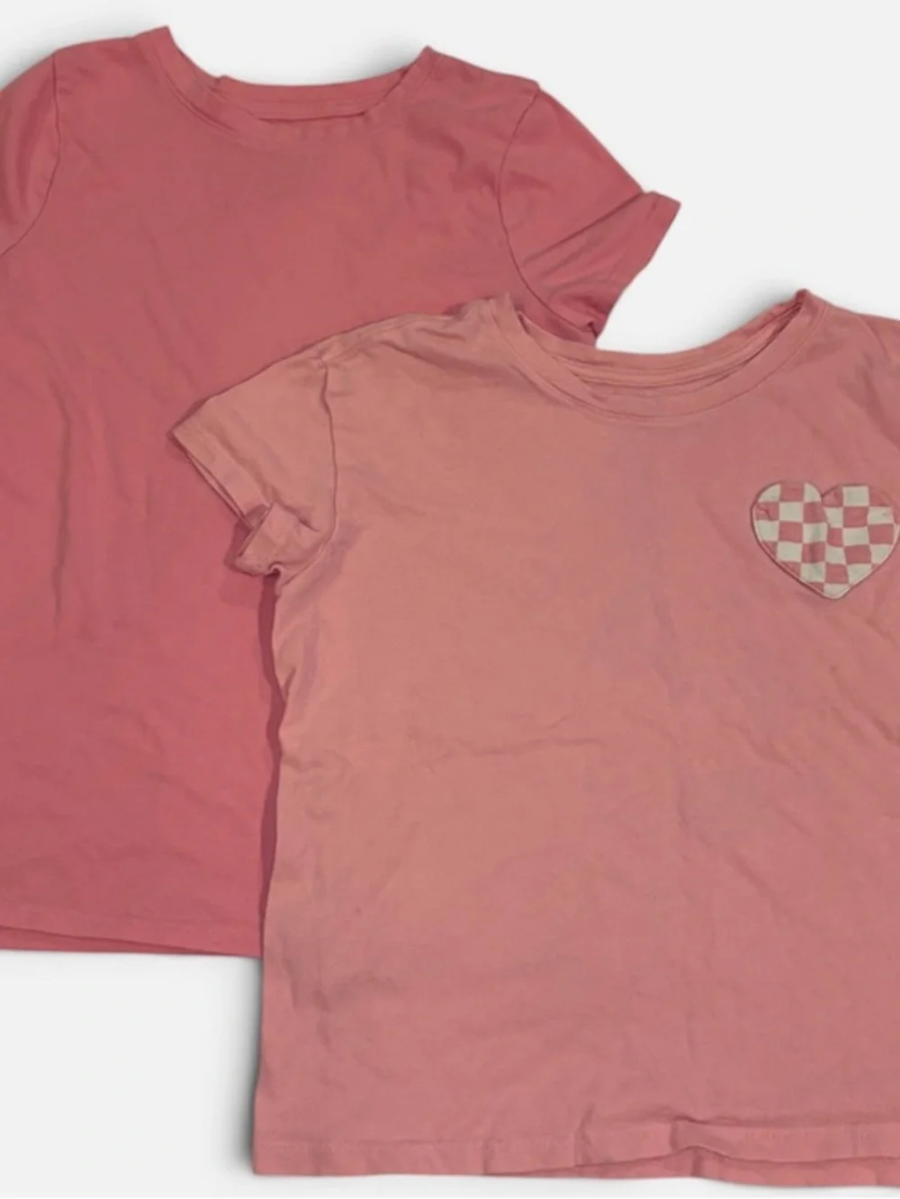 Cat & Jack Girls' Pink Short-Sleeve Tee Duo with Checkerboard Heart